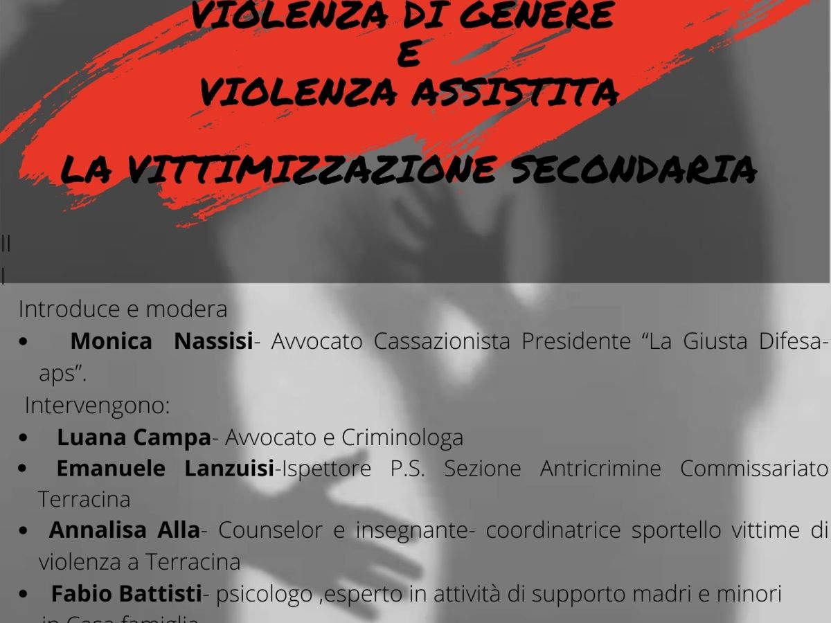 VIOLENZA DI GENERE E VIOLENZA ASSISTITA.     LA VITTIMIZZAZIONE&nbsp;SECONDARIA